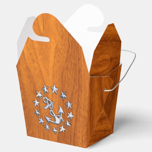 シルバーヨットフラッグ航海のオンチークウッドプリント フェイバーボックス (オープン)