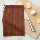 シルバーライクカドゥセウス医療シンボルマホガニープリント キッチンタオル (四つ折り)