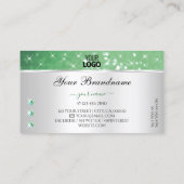 シルバーライトエメラルドグリーングリッタージュエリー追加ロゴ 名刺 (裏面)