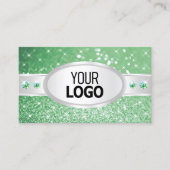 シルバーライトエメラルドグリーングリッタージュエリー追加ロゴ 名刺 (正面)