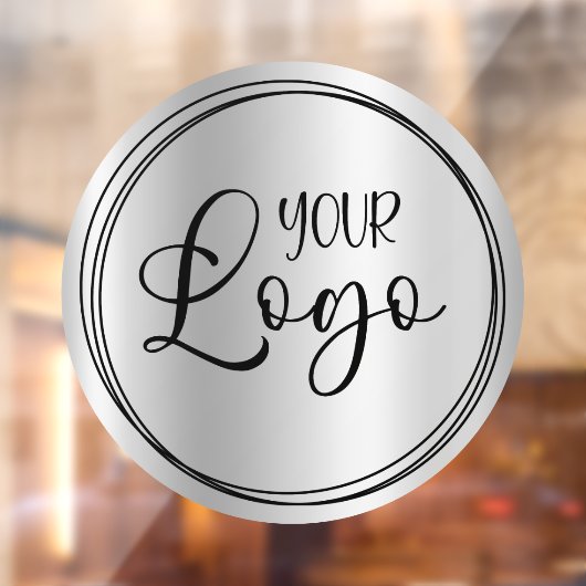 シルバーライトグレーグラデーションサークルビジネスロゴ ウィンドウサイン (シート2)