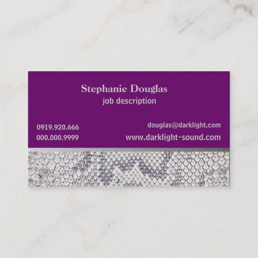 シルバーライトパープルグラディエントスネークスキンプリント 名刺 (裏面)