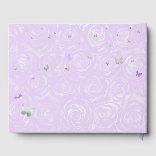 シルバーライトパープルバラエレガント写真キンセアニェラ ゲストブック (裏面)