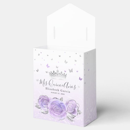 シルバーライトパープルバラパーティーありがとうテンプレート フェイバーボックス (オープン)