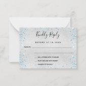 シルバーライトブルーグリッターエレガントな結婚式RSVP ノートカード (正面)