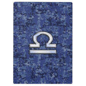 シルバーライブラ〔占星術の〕十二宮図サインオンブルーデジタル迷彩柄 クリップボード (裏面)