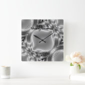 シルバーラインズ25th結婚シルバーの記念日 スクエア壁時計 (ホーム)