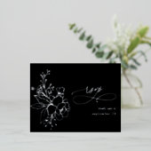 シルバーラインフローラオンブラックシルバーw食事RSVP 2 箔シーズンポストカード (立ち正面)