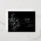 シルバーラインフローラオンブラックシルバーw食事RSVP 2 箔シーズンポストカード (正面/裏面)