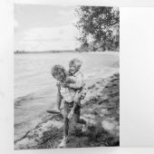 シルバーライン付お洒落きラックスシルバー写真 三つ折りクリスマスカード (内部最初)