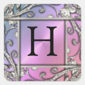 シルバーラティスモノグラム封筒用シール スクエアシール (正面)