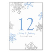 シルバーラピスブルーホワイトスノーフレーク冬の結婚式 テーブルナンバー (裏面)