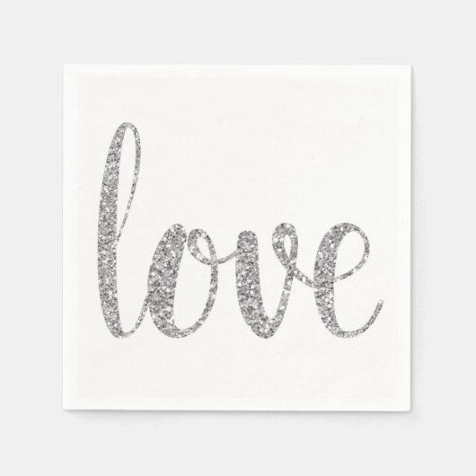 シルバーラブカクテルナプキンズグリッターフォント スタンダードカクテルナプキン (正面)