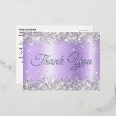 シルバーラベグラデーションンダー21歳の誕生日ありがとう 箔招待状ポストカード (正面/裏面)