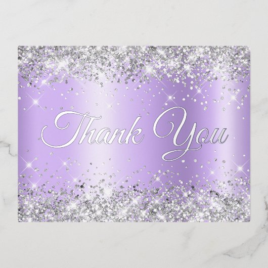 シルバーラベグラデーションンダー21歳の誕生日ありがとう 箔招待状ポストカード (正面)