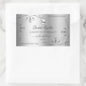 シルバーラベル おしゃれなコーナー枠 ロゴ 長方形シール (バッグ)