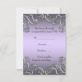 シルバーラベンダーとブラックマスカレードパーティーRSVP 出欠カード (裏面)