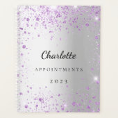 シルバーラベンダーバイオレットグリッター名2026 プランナー手帳 (正面)