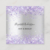 シルバーラベンダーバイオレットプロファイル写真qrコード スクエア名刺 (正面)