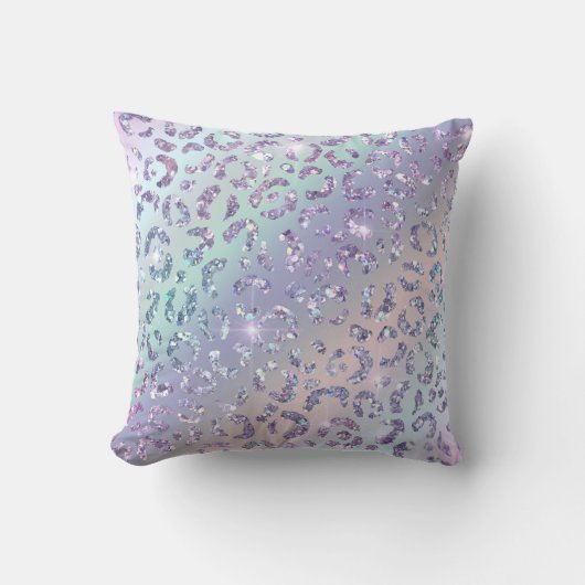 *～*シルバーラベンダーレオパードグリッターアニマルプリント クッション (正面)