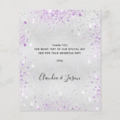 シルバーラベンダー結婚グリッターサンキューカード (裏面)
