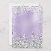 シルバーラベンダー雪の松の冬ブライダルシャワー 招待状 (裏面)