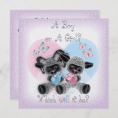 シルバーラムベビージェンダーパーティー招待客 招待状 (正面/裏面)