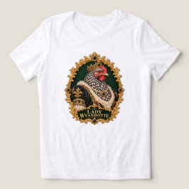 シルバーラーストワイヤンドットレディヴィンテージニワトリ肖像画 トライブレンドTシャツ