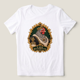 シルバーラーストワイヤンドットレディヴィンテージニワトリ肖像画 トライブレンドTシャツ