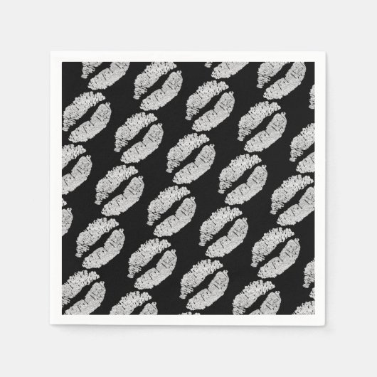 シルバーリップキス美しいメイクアップバースデーパーティー スタンダードカクテルナプキン (正面)