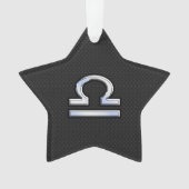 シルバーリブラ〔占星術の〕十二宮図サインオンブラックスネークスキンスタイル オーナメント (正面)