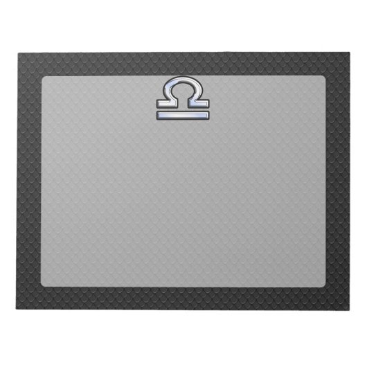 シルバーリブラ〔占星術の〕十二宮図サインオンブラックスネークスキンスタイル ノートパッド (正面)