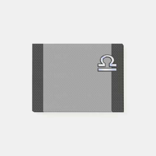 シルバーリブラ〔占星術の〕十二宮図サインオンブラックスネークスキンスタイル ポストイット (正面)