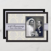 シルバーリボンダマスク記念日パーティの招待状 招待状 (正面/裏面)