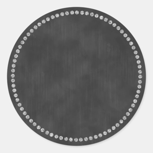 シルバーリングや輪トリムモノグラム付き黒板シール ラウンドシール (正面)