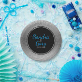 シルバーリングや輪付きシルバーダマスク黒丸 ペーパープレート (パーティー)