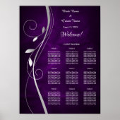 シルバーリーフの渦巻き紫結婚の座席表 ポスター (正面)