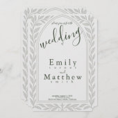シルバーリーフエルフ結婚ェン – つる植物&アーチデザイン 招待状 (正面/裏面)