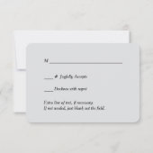 シルバーリーフスワールエレガントブラックウェディングRSVPカード 出欠カード (裏面)