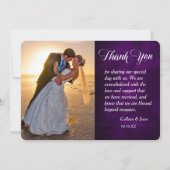 シルバーリーフスワールパープルフォト結婚ズありがとう サンキューカード (正面)