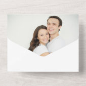 シルバーリーフスワールブルー写真テンプレート結婚ズ オールインワン招待状 (裏面)