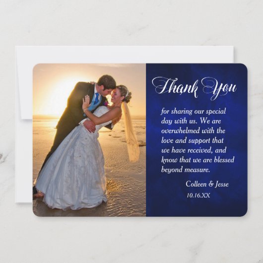 シルバーリーフスワールブルー写真結婚の件ありがとうございます サンキューカード (正面)