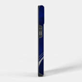 シルバーリーフスワールブルー王室のモノグラム iPhoneケース (右側面)