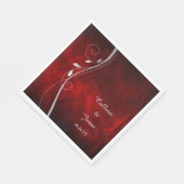 シルバーリーフスワール深いレッド結婚ズナプキン スタンダードランチョンナプキン (角)