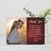 シルバーリーフ深いレッドフォト結婚ズありがとう サンキューカード (スタンド正面)