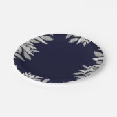 シルバーリーフ ボタニカル グラム ブルー ピンク ウェディング ペーパープレート (アングル)