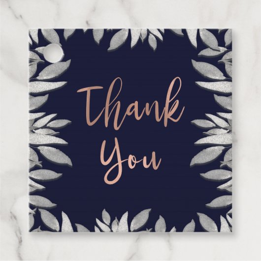 シルバーリーフ ボタニカル グラム 青 ピンク ありがとうございます フェイバータグ (正面)