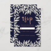 シルバーリーフ ボタニカル グラム 青 ピンク 返信 RSVP (正面/裏面)