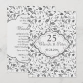 シルバーリーフ 25周年結婚記念日 招待状 (正面/裏面)