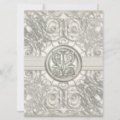 シルバールスワールハートエレガントなウェディング招待状 招待状 (正面)